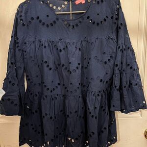 Simply Southern Women's Navy and Blue Shirt